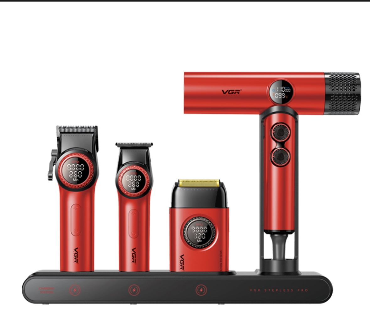 VGR Professional набор для стрижки 4 in 1 красный