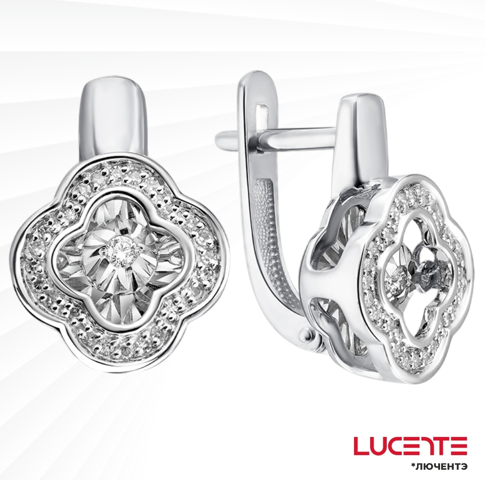 Серьги Lucente Бриллианты Якутии EAR-LU-585-222148 вес 4.84 г золото, бриллиант