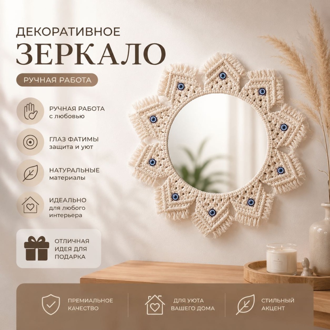 Зеркало настенное 24x24 см
