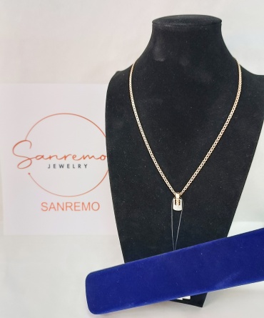 Колье Sanremo Двойной ромб 1,91 Подвеска Омега 1,01 длина 45 см вес 2.92 г золото, фианит