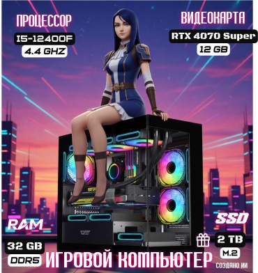 REALTECH i5-12400F / RTX 4070 Super 12 Гб / 32 Гб / SSD 2000 Гб / Win 11