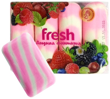 Кусковое мыло туалетное Эфко Косметик Fresh Ягодная фантазия 4*75гр 75 г по 4 шт