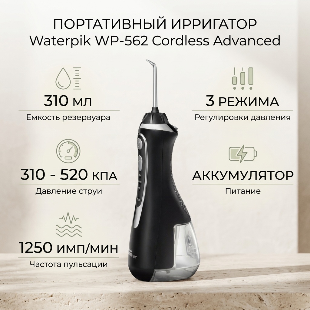 WaterPik ирригатор WP-562 Cordless Advanced импульсный, портативный