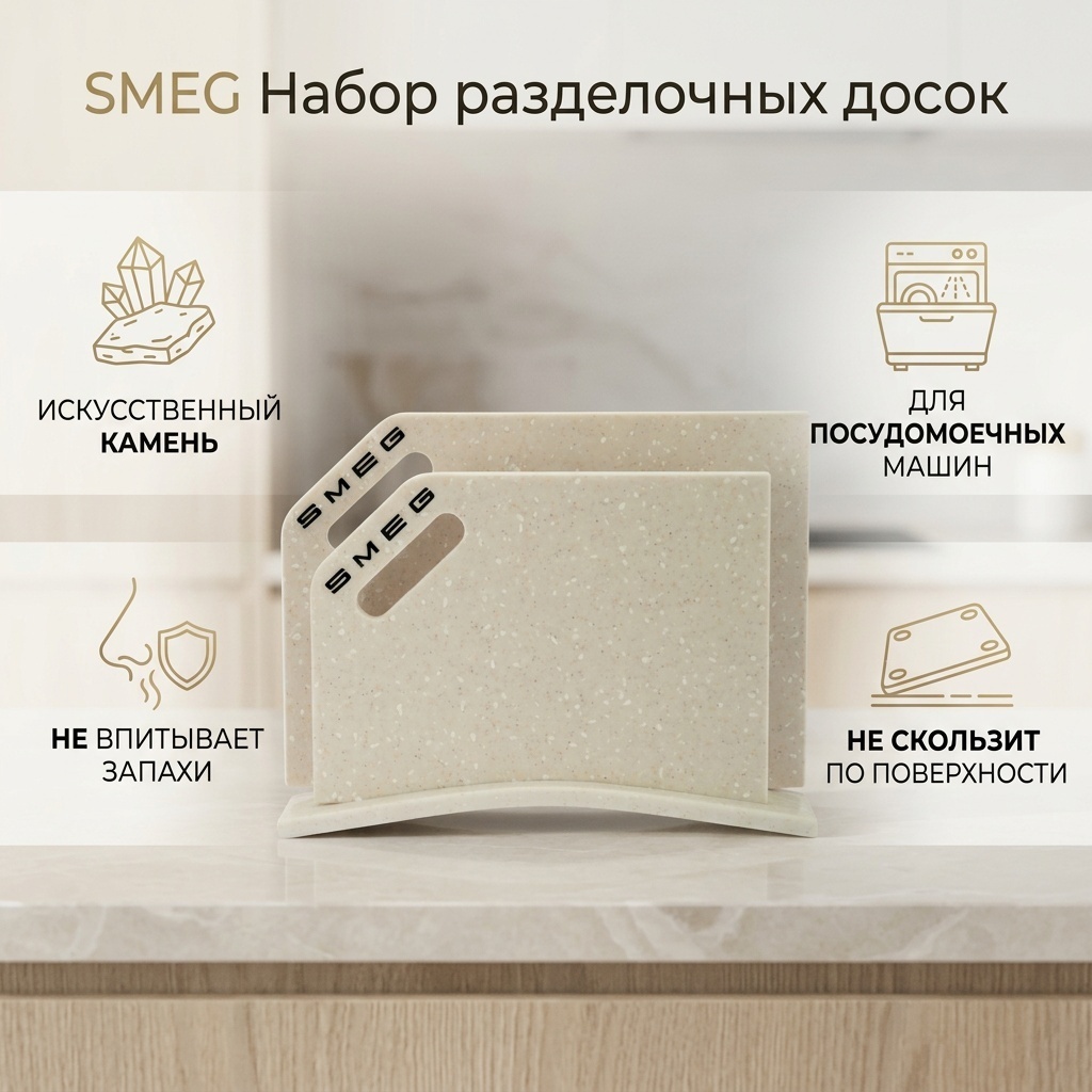 Набор разделочных досок Базовая коллекция KW 06 2 шт, искусственный камень