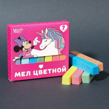 Мелки цветные школьные 7 шт. «Единорог» «Минни Маус и единорог