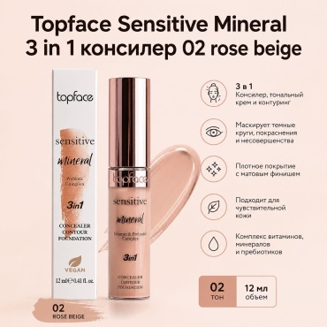 Topface sensitive mineral 3 в 1 12мл консилер 2