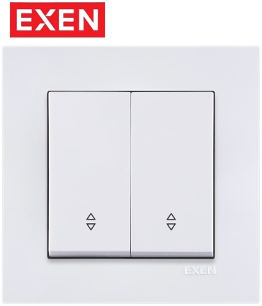 Выключатель клавишный проходной двойной Exen 290-000102-211, белый