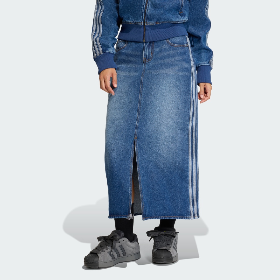 Джинсовая юбка, прямая юбка adidas синий