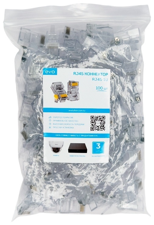 EVO Коннекторы RJ45 Cat.5e, UTP, (100 шт.) RJ45-1U