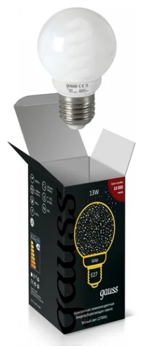 Gauss 9W E27, люминесцентная, естественный белый