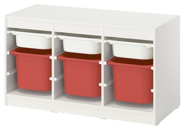 Детский стеллаж IKEA TROFAST, 99x44x55 см, белый, бордовый