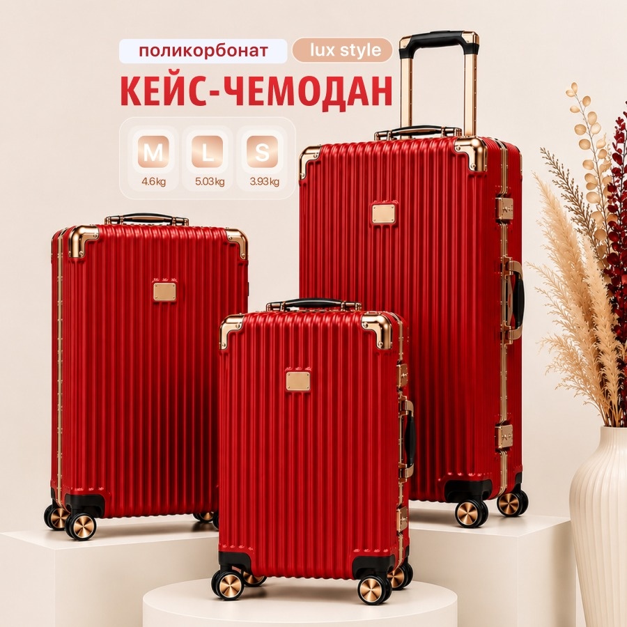 Комплект чемоданов BOTASH HOME CHD-67 поликарбонат 100 л красный