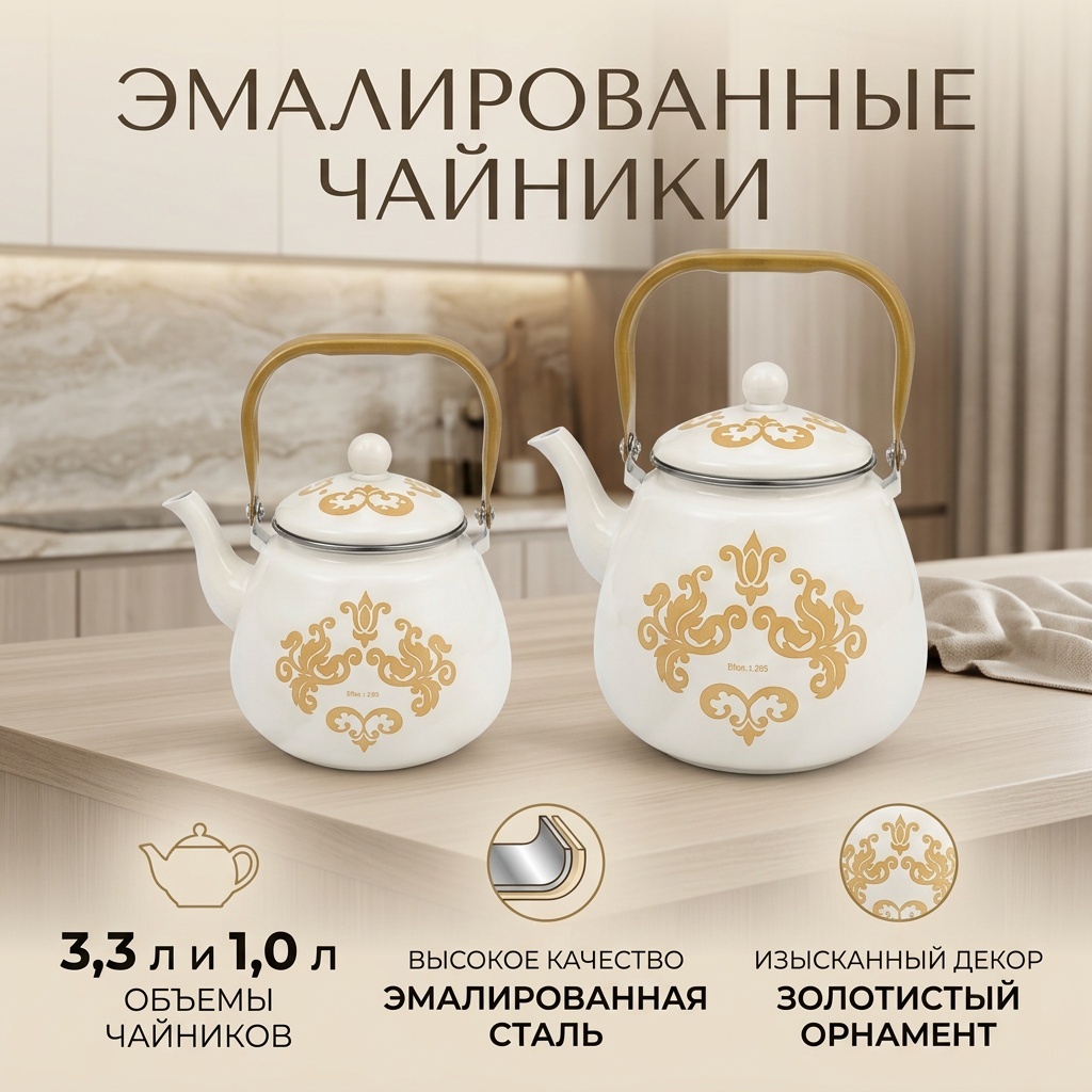 ZWILLON набор чайников ZW-2331 4.3 л, эмалированная сталь