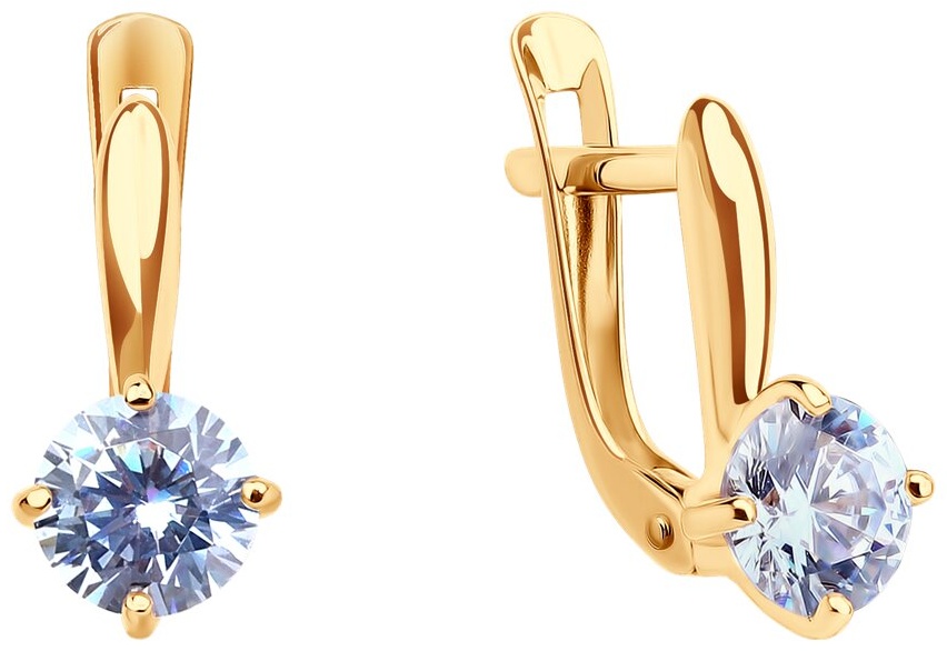Серьги Diamant EAR-DI-585-512683 вес 1.55 г золото, фианит