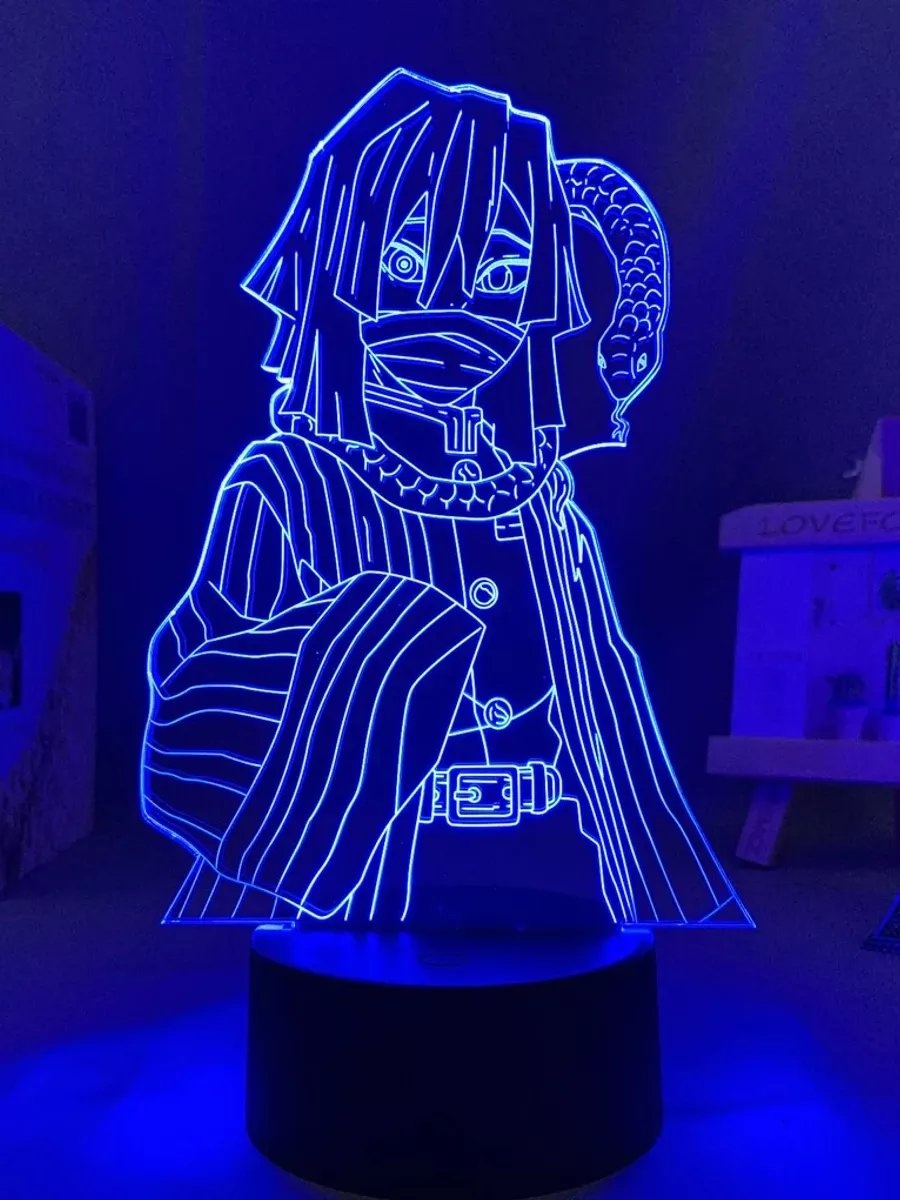 Декоративный светильник в USB разъем Ночник Клинок Рассекающий демонов Demon Slayer, разноцветный