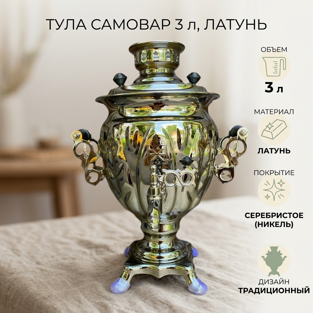 Тула самовар 537901 3 л, латунь