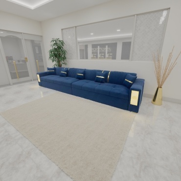 Диван NEO MARKET Style, 320х80 см, обивка велюр, синий
