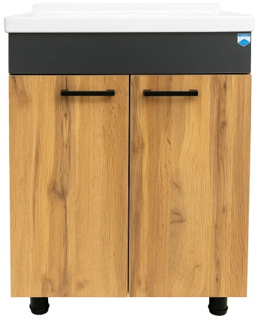 Тумба с раковиной 595581981, 60x83x47 см, графит, коричневый