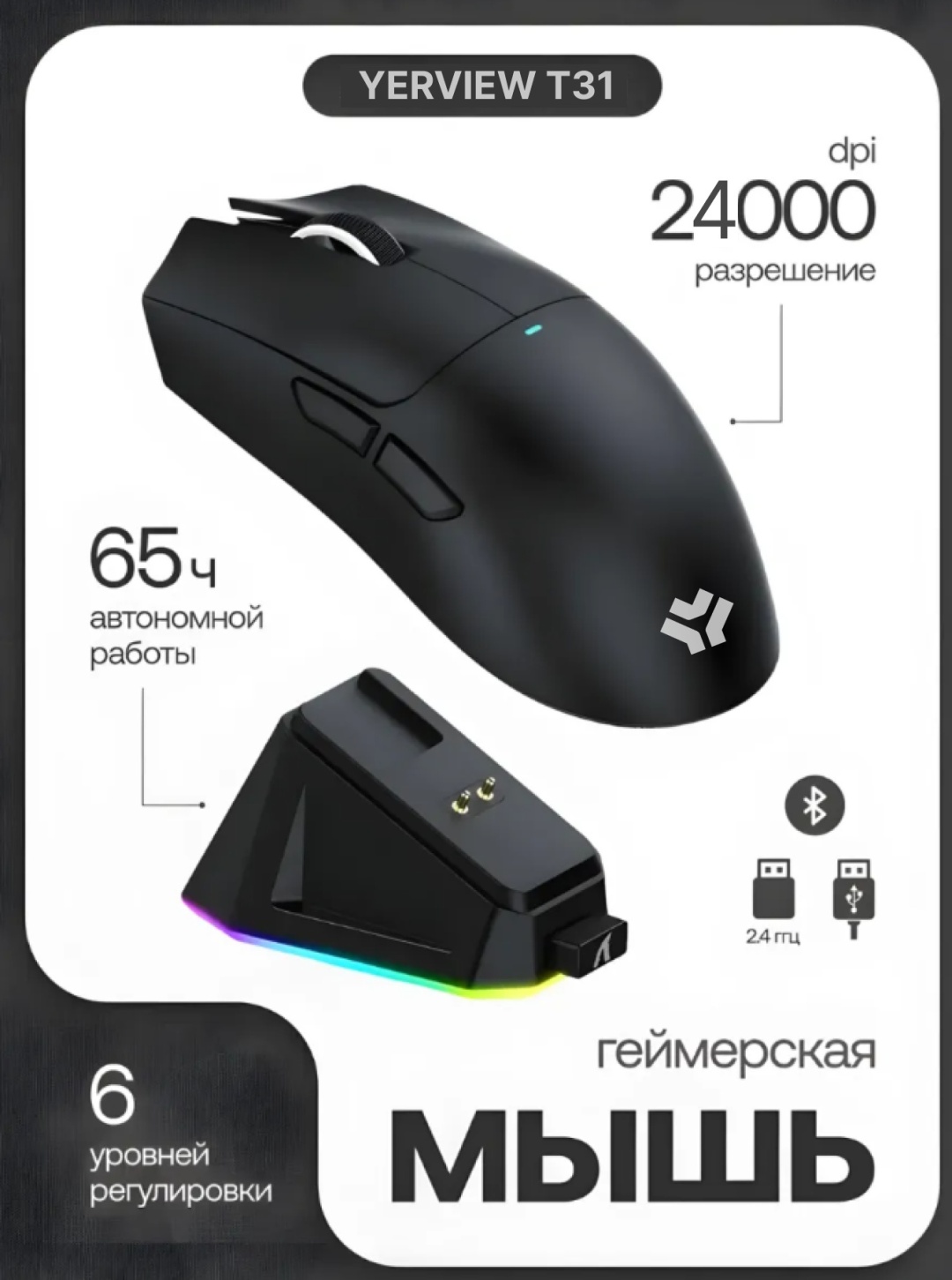 Мышь YERVIEW T31 черный