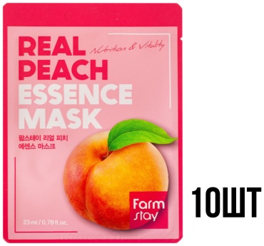 Маска для лица Farmstay тканевая Real Peach Essence Mask 10 шт