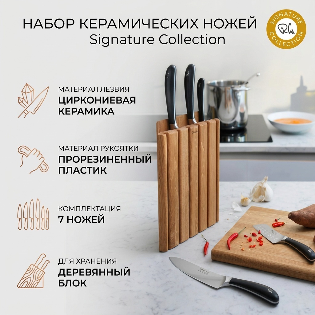 Набор ножей DC41BBF0EC915757, лезвие: циркониевая керамика 7 шт