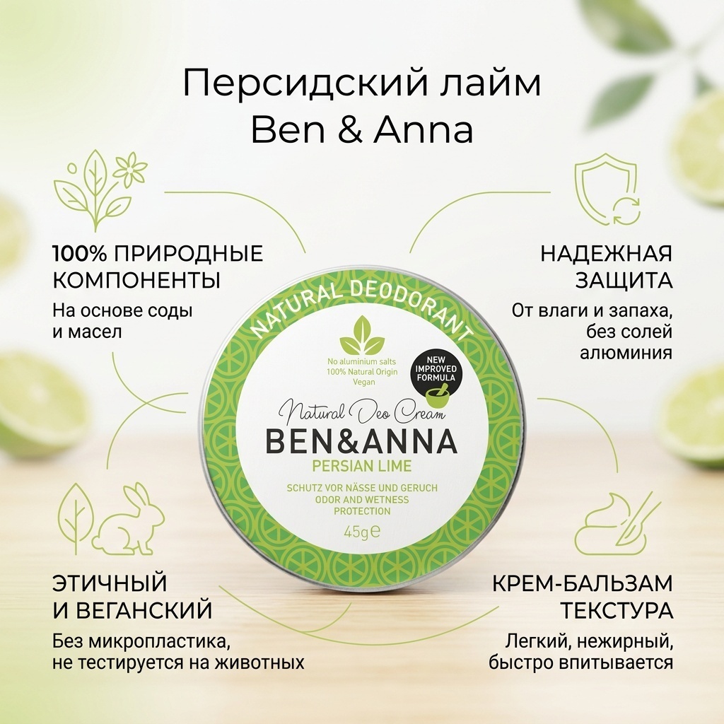 Ben & Anna Persian Lime дезодорант унисекс 45 г