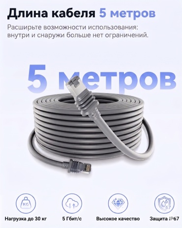 Ugreen кабель NW333 (65789) для Starlink Gen 3, Starlink Mini серый