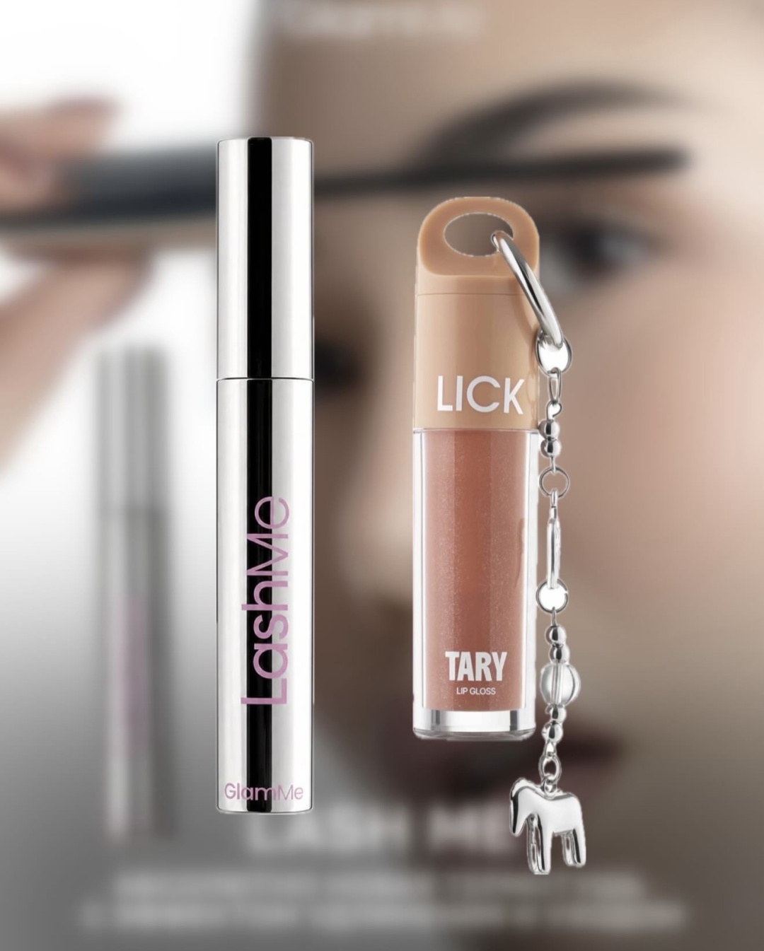 Тушь для ресниц GlamMe Набор туши LashMe и блеска Lick Tary удлиняющая, подкручивающая черный