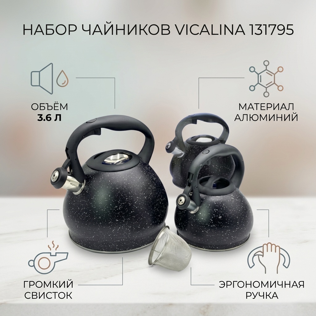Vicalina набор чайников 131795 3.6 л, алюминий