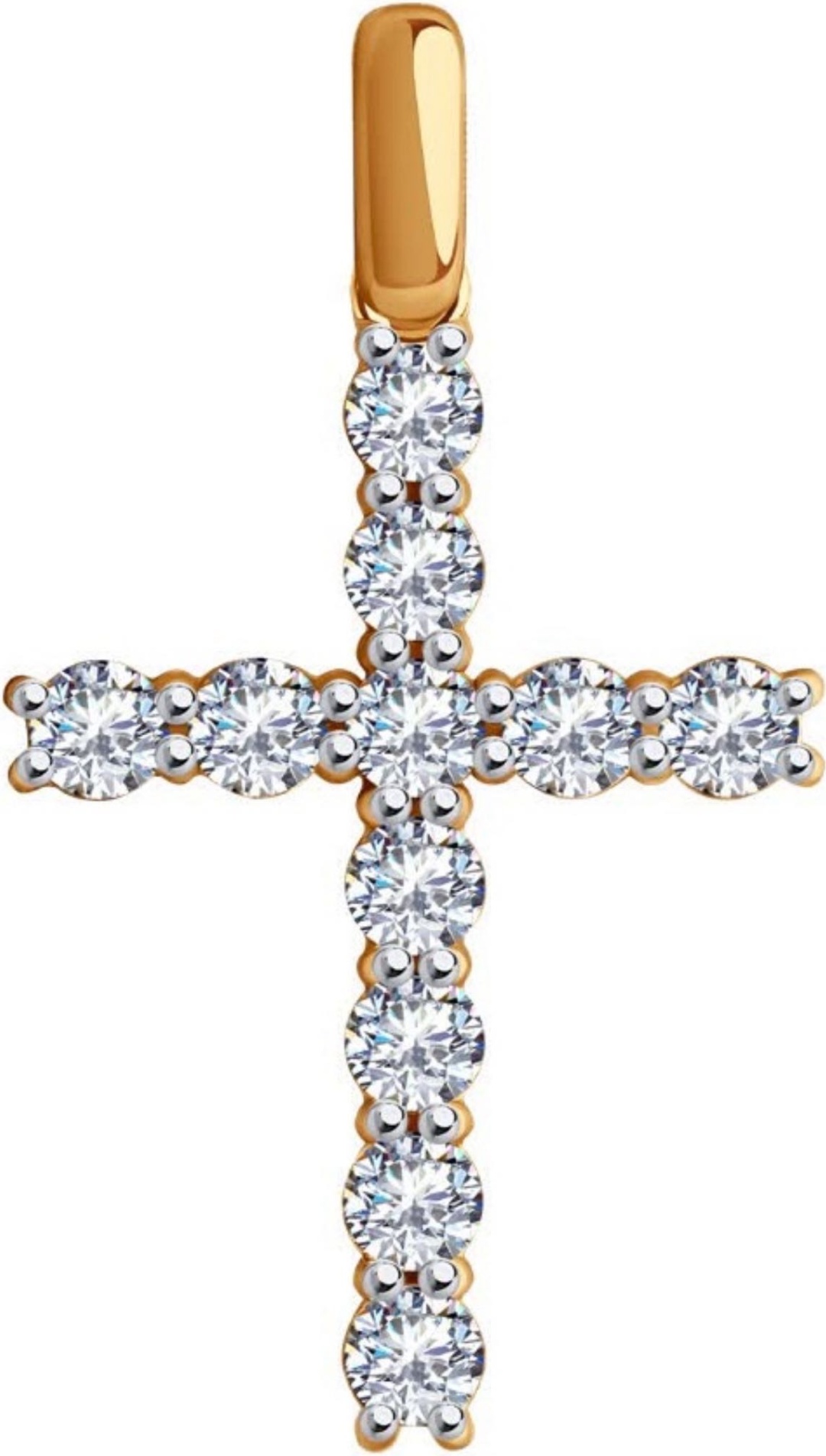 Крестик Diamant 51-130-02097-1 вес 1.89 г золото, фианит