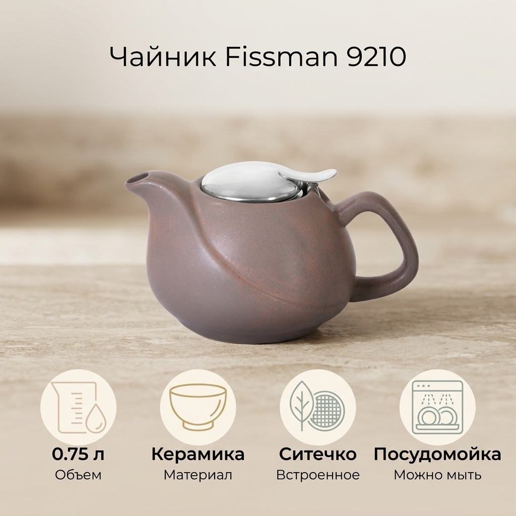 Чайник Fissman 9210 0.75 л, керамика