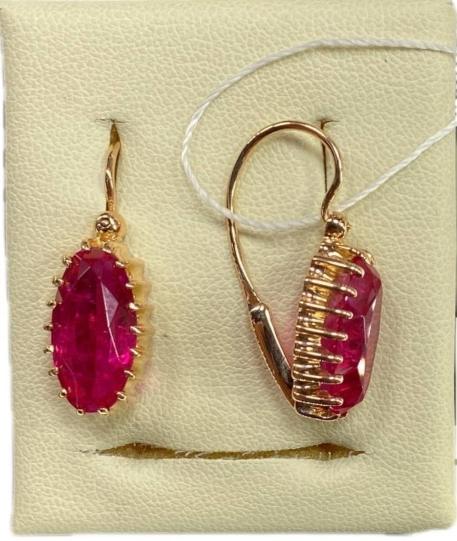 Серьги Hadisha Jewelry 8776 вес 6.55 г золото, рубин