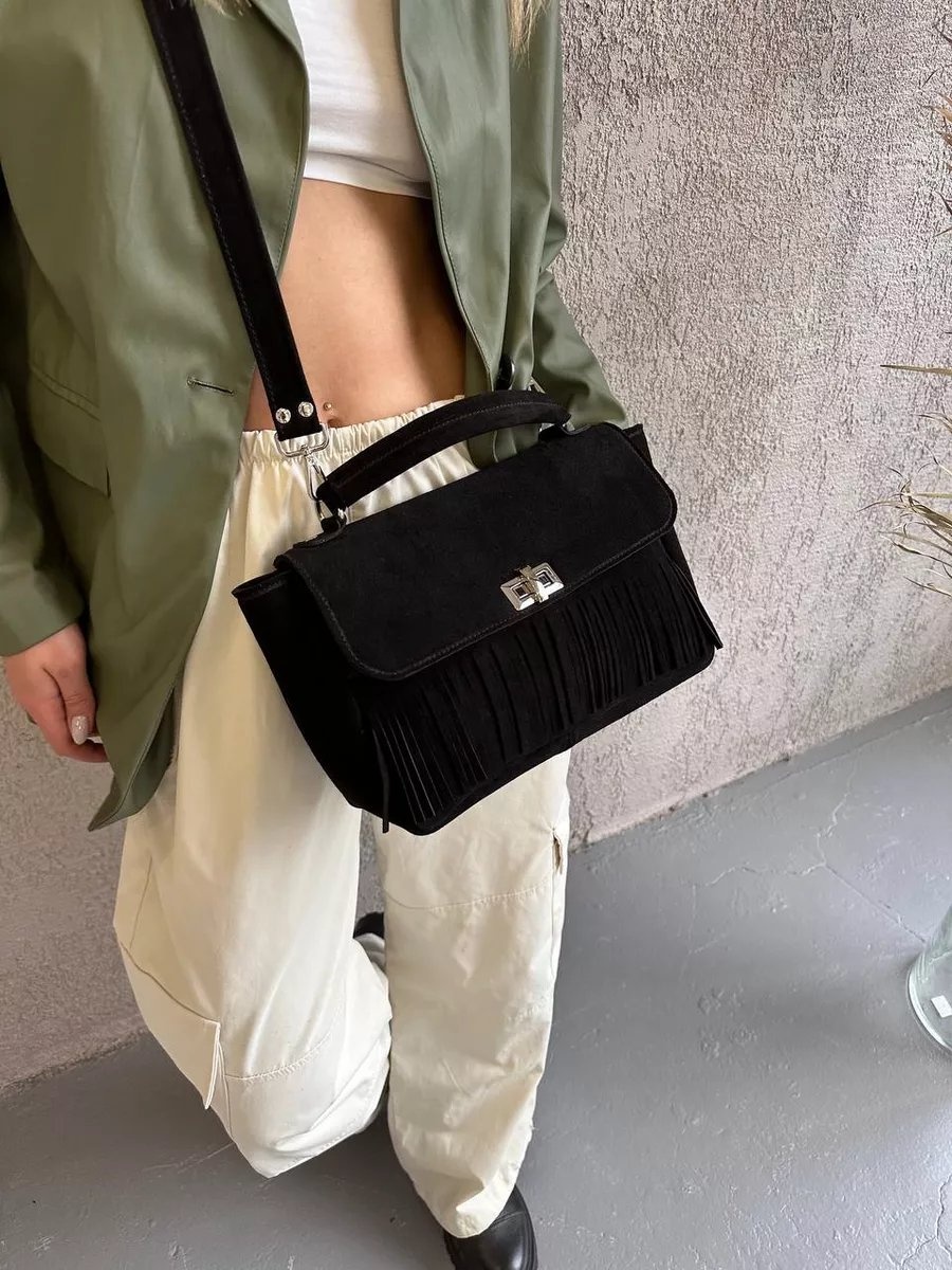 Сумка шоппер Shapely bags натуральная замша черный