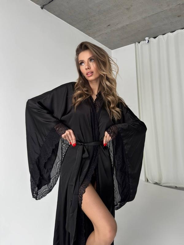 Атласный халат Lovesione lingerie черный