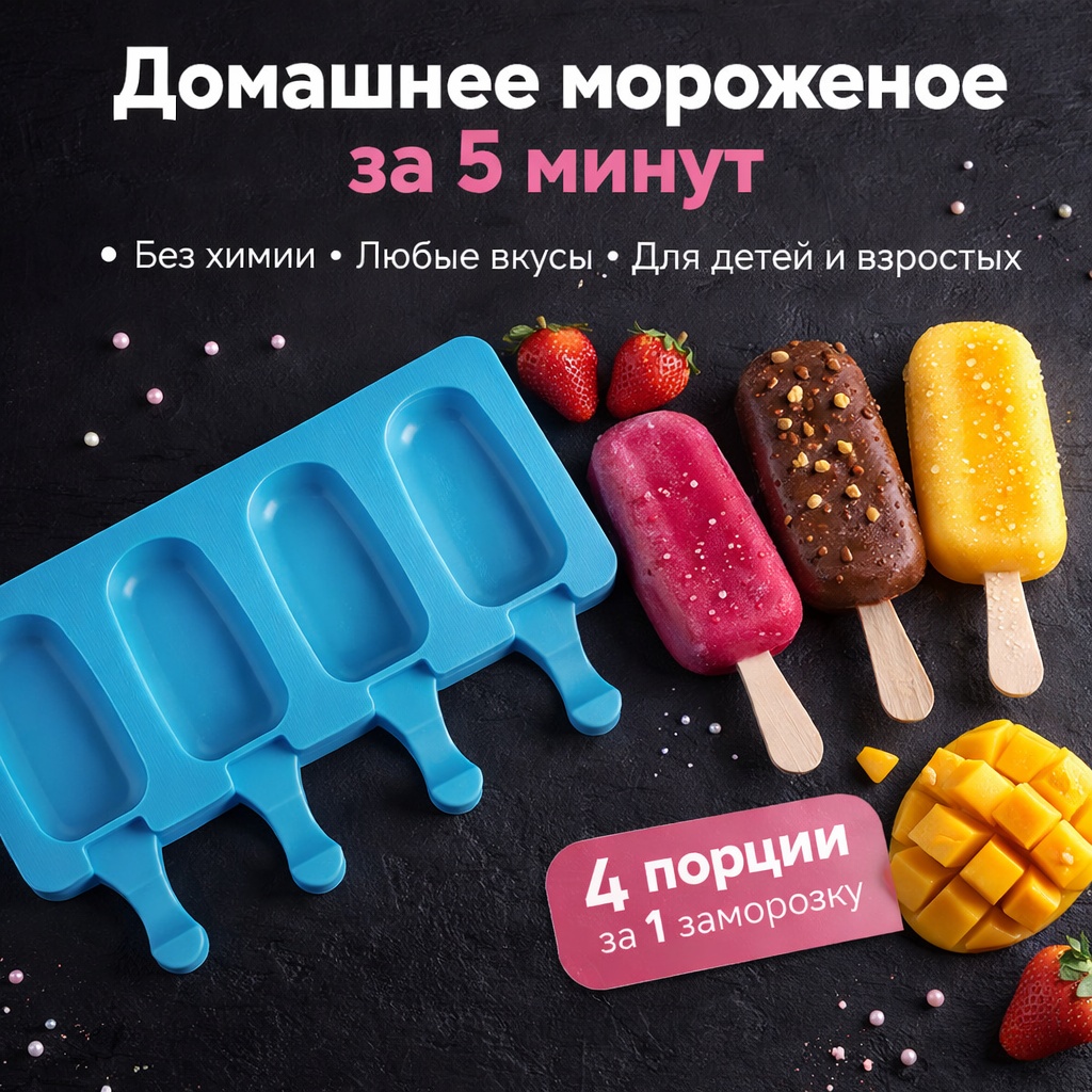 R.I.M. для мороженого 4 ячейки, силикон