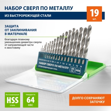 СИБРТЕХ по металлу 723887 10 мм, 19 шт.