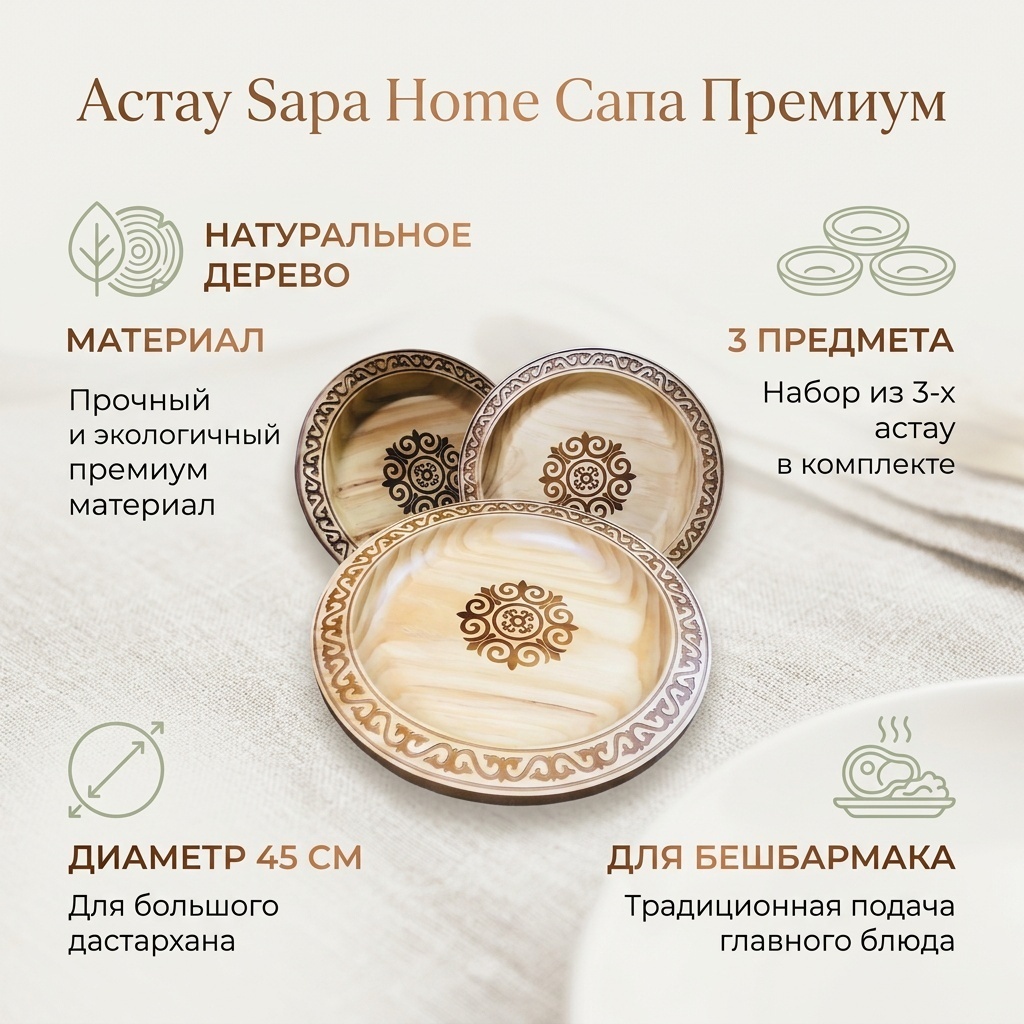 Астау Sapa Home 45х45 см, дерево, 3 шт
