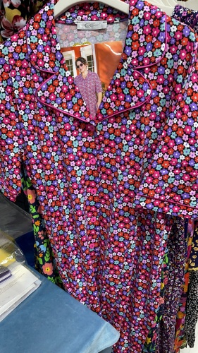 Трикотажный халат COCOON синий, красный