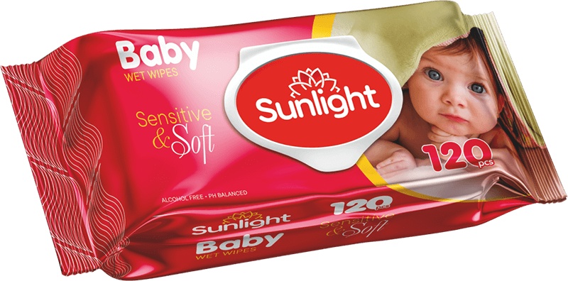 Детские влажные салфетки Sunlight Sensitive&Soft 120 шт