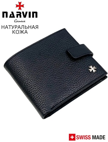 Кошелек NARVIN натуральная кожа черный