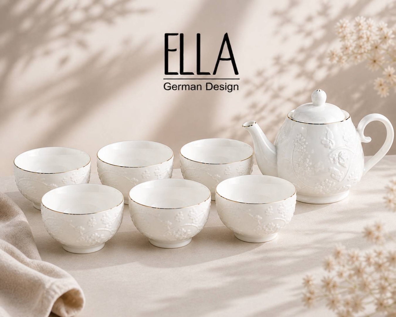 Сервиз на 6 персон ELLA 3D коллекция, предметов: 7, чайный, фарфор