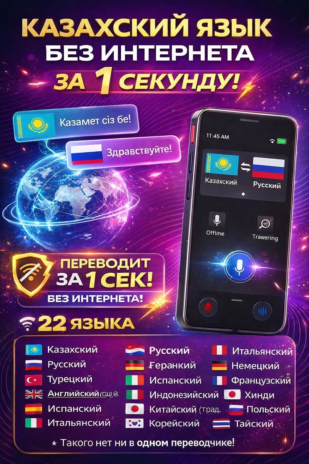 Электронный переводчик A40+ черный