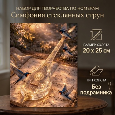 Картина по номерам «Симфония стеклянных струн» холст без подрамника 20x25 см