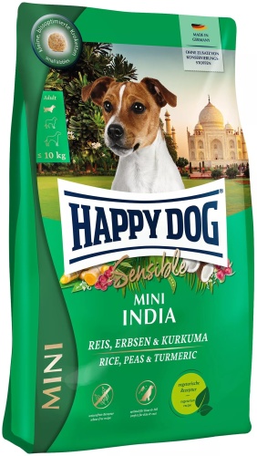 HAPPY DOG Sensible Mini India с рисом, горошком и куркумой для взрослых мелких пород 0.8 кг 3 шт