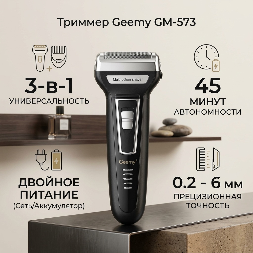 Geemy триммер GM-573 черный
