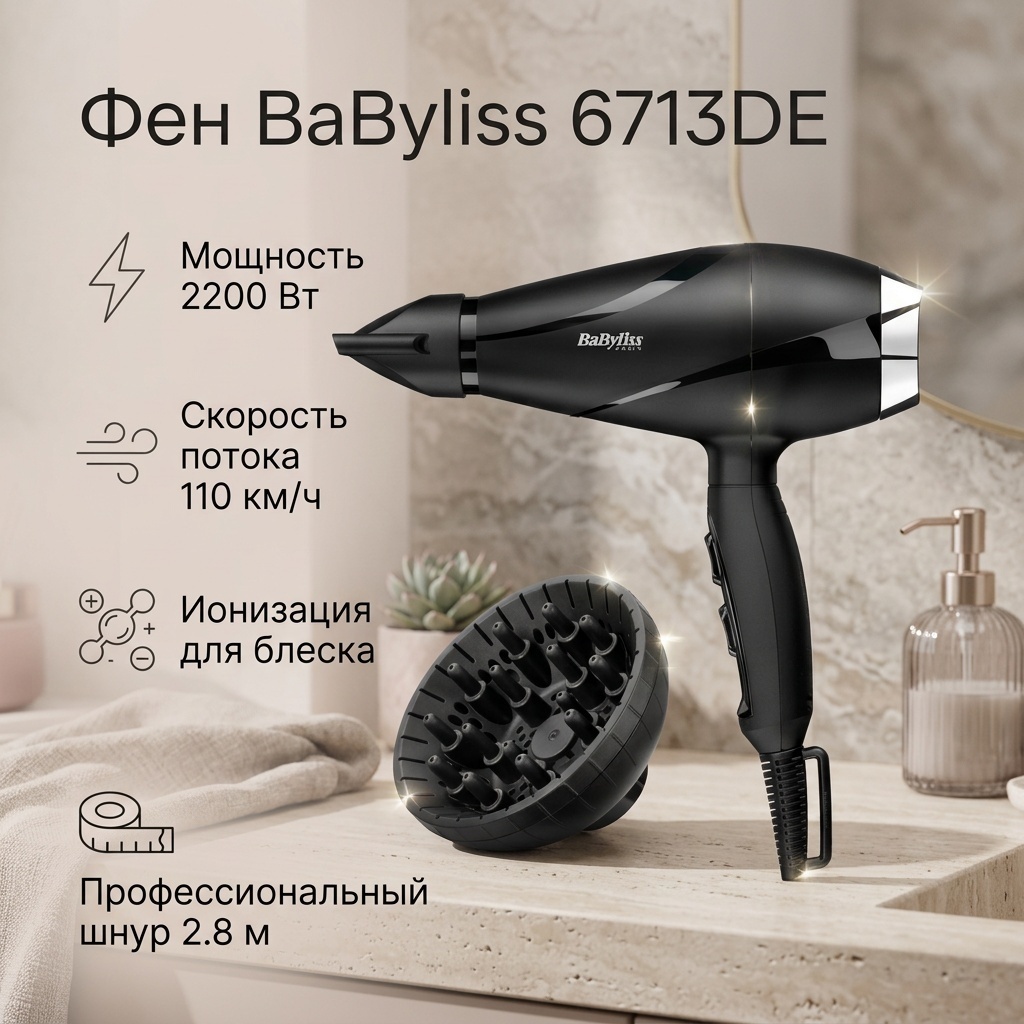 BaByliss 6713 DE фен черный