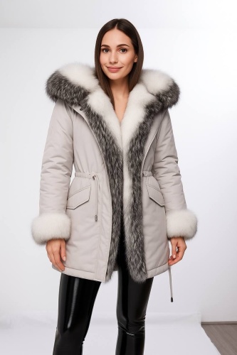 Парка Idil Leather серый