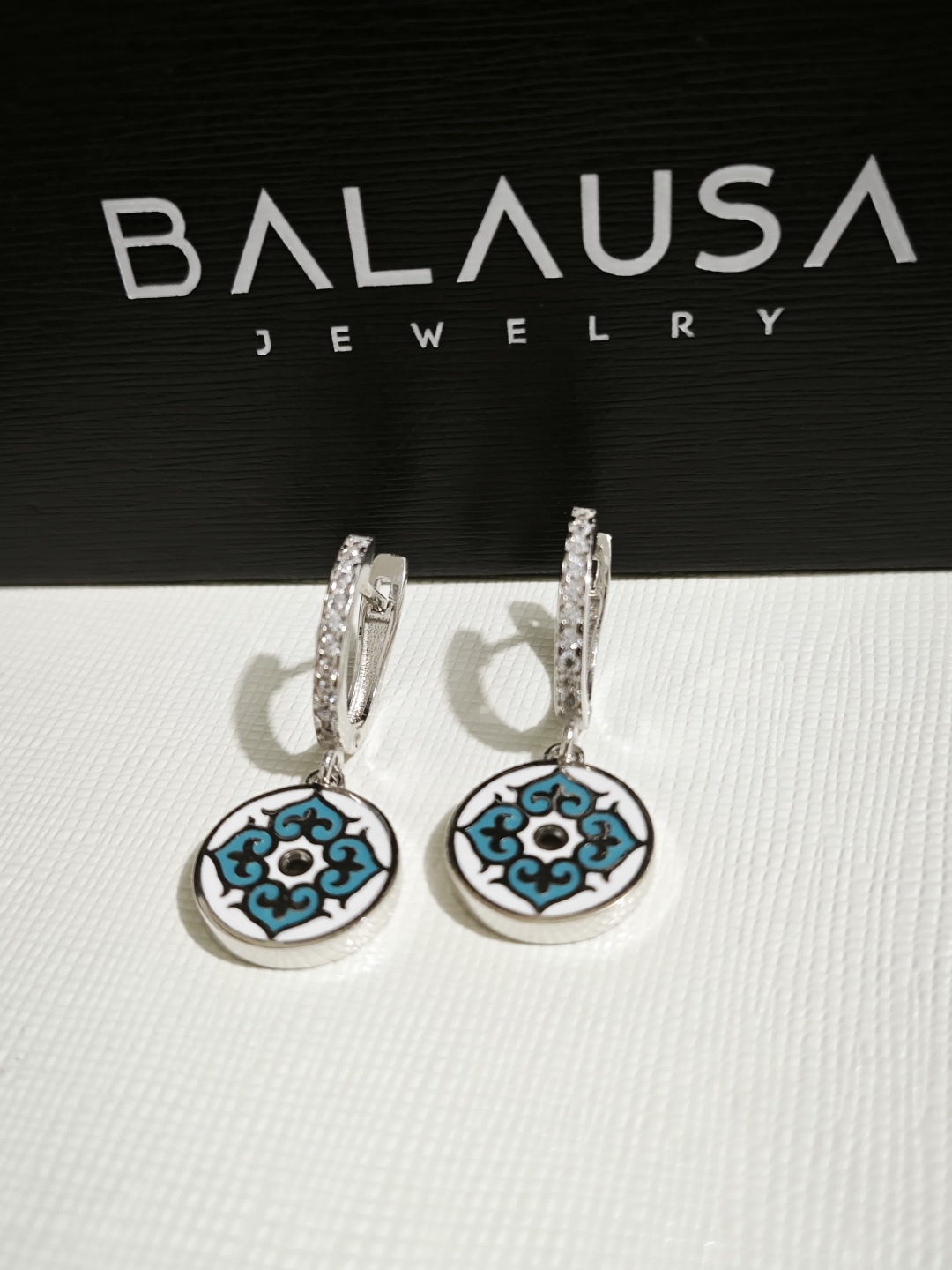 Серьги Balausa Jewelry Е185-3(1-11) вес 5.5 г серебро, фианит, эмаль
