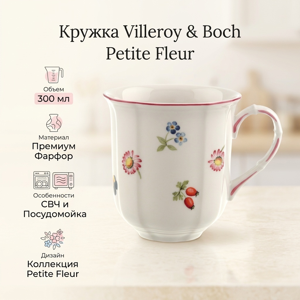 Кружка Villeroy&Boch «Petite Fleur», 300 мл, фарфор, 1 шт.