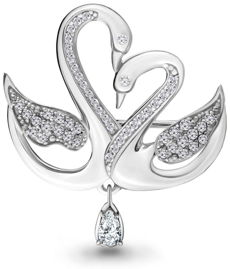 Брошь AQUAMARINE 77301А вес 3.88 г серебро, фианит